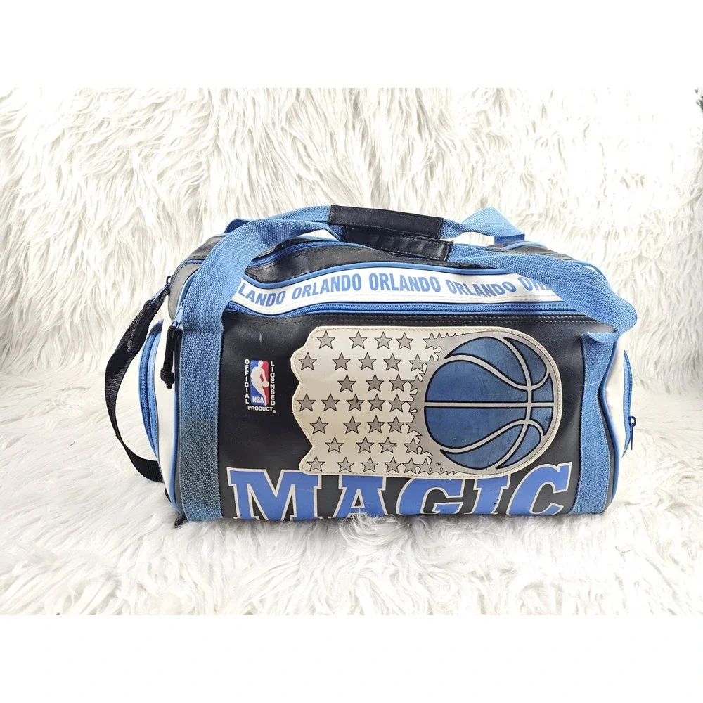 NBA Orlando Magic Leather Duffel Travel Bag Vintage 2000's Officially Licensed